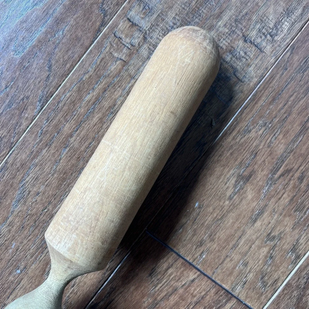 Vintage Wooden Pestle Masher Solid Hard Wood Kitchen Utensil